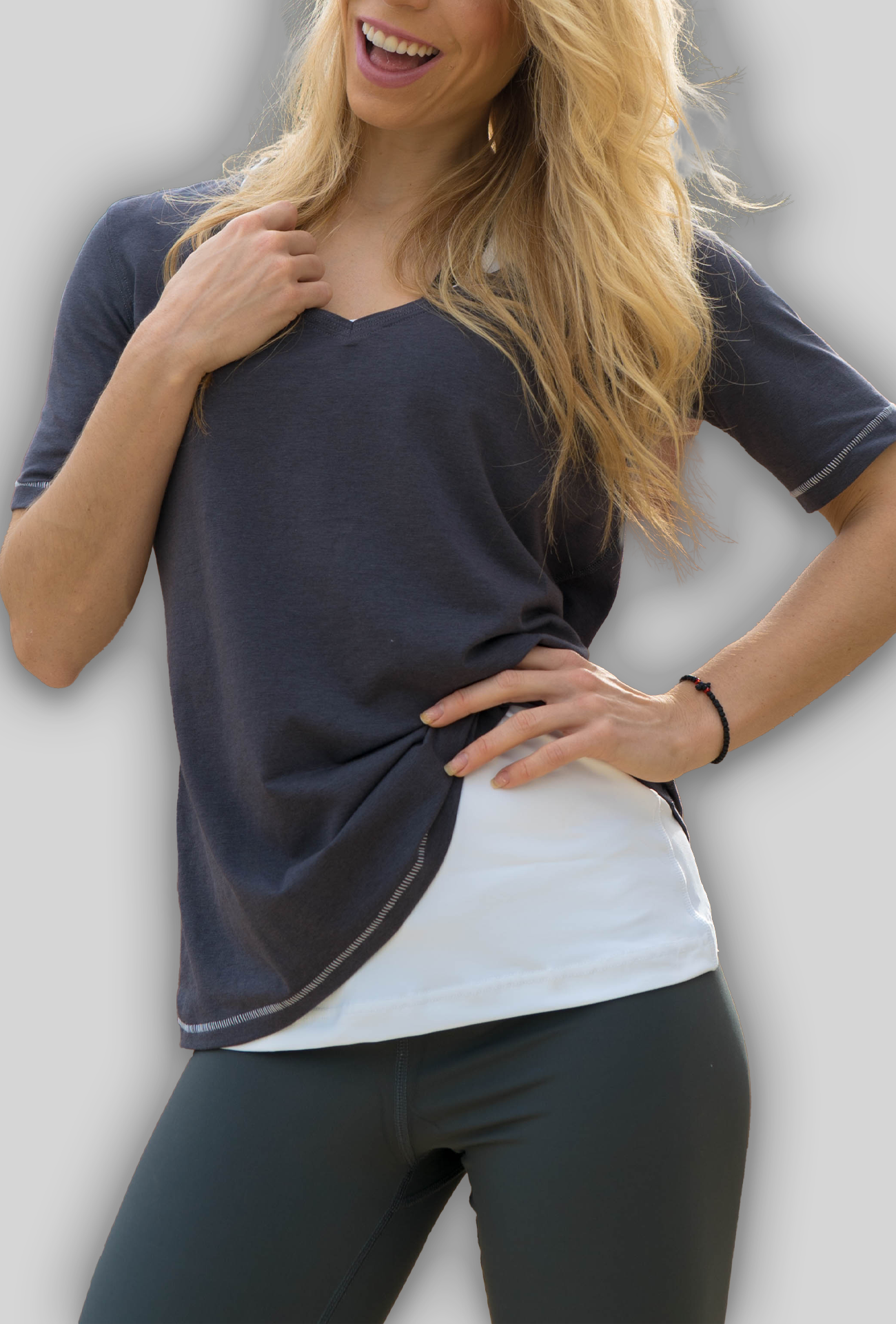 The Cleave-Neck Tee - 12, Grey image